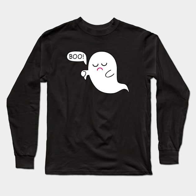 Booing Ghost Long Sleeve T-Shirt by LuckyFoxDesigns